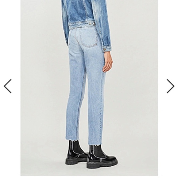 GRLFRND | Karolina High-Rise Light Wash Distressed Jeans Part Time Love Raw Hem - Picture 1 of 14